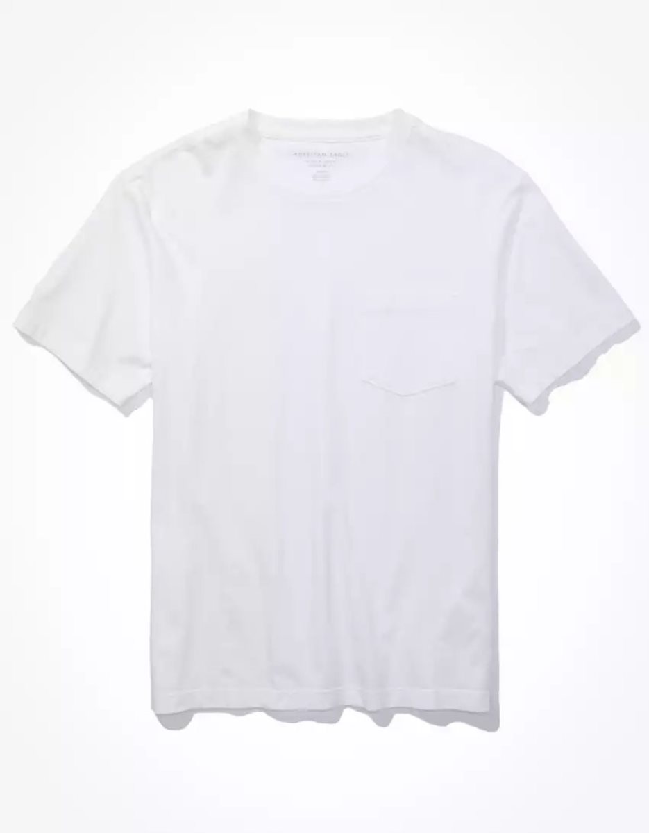 T Shirts American Eagle AE Super Soft Legend Pocket Blanche Homme | WKG-95878953